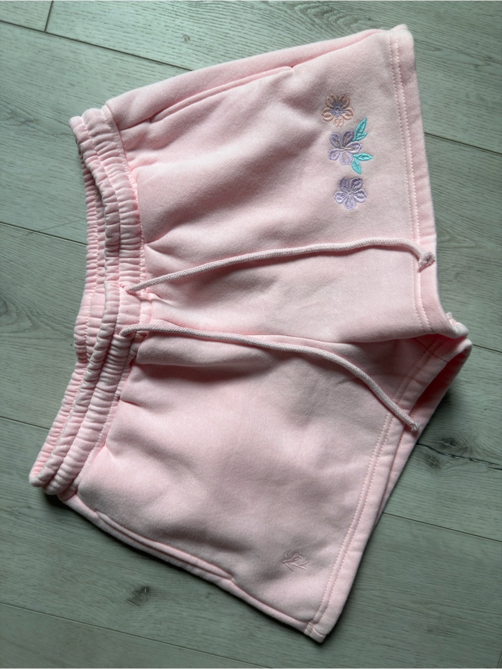 Altar'd State Pink Floral Embroidered Athletic Shorts